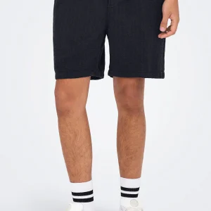 ONLY & SONS Tel Latham Linen Shorts Dark Navy