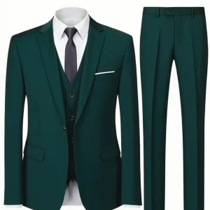 Framsida till kostym set med 3 delar mörk grön