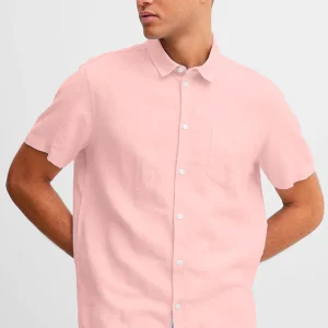 Solid Allan SS Linen Shirt Powder Pink