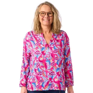 Färgglad blus med bladprint från Navigazione