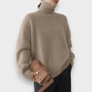 Stickad tröja dam med polokrage