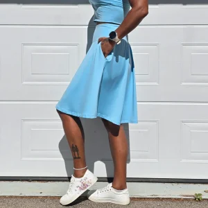 Ljusblå Knälång Byxkjol