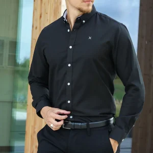 Clean Cut Copenhagen Oxford Stretch Plain L/S Black