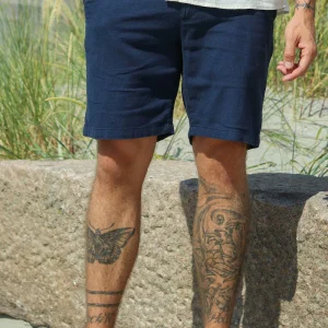 Selected Regular Brody Linen Shorts Dark Sapphire