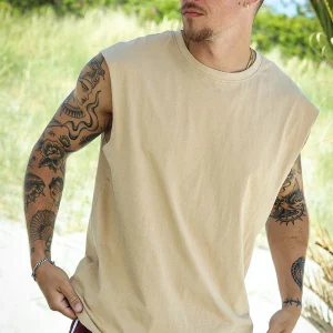 Urban Classics Open Edge Sleeveless Tee Union Beige