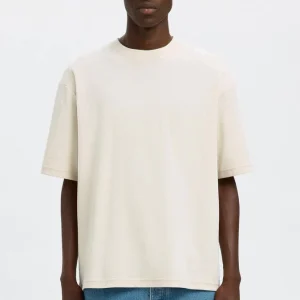Selected Loose Oscar SS O-Neck Tee Oatmeal