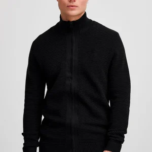 Solid Valencia Knit Full  Zip Black