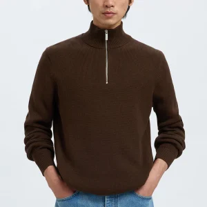 Selected Dane LS Structure Knit Kalf Zip Demitasse