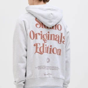 Jack & Jones Acapulco Typo Loose Fit Hoodie Bright White MELANGE