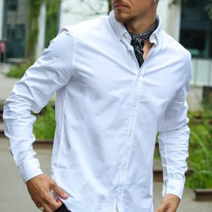 Solid Val Oxford Stretch Shirt LS White