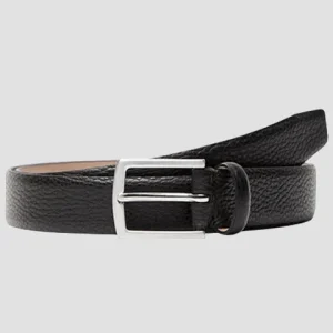Selected Carl Classic Grained Leather Belt Black