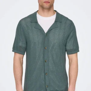 ONLY & SONS Diego Regular SS Knit Resort Shirt  Balsam Green