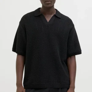 Jack & Jones Aros Knit Easter SS Crochet Polo Black