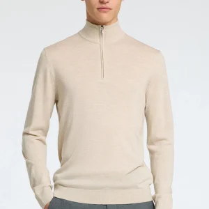 Selected Tray Merino Knit Half Zip Oatmeal