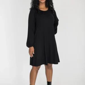 A-lined belted short jersey dress - Black
