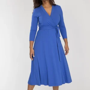 Bestie midi wrap jersey dress - Dazzling Blue