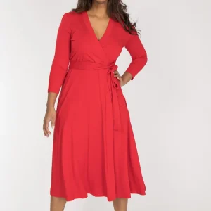 Bestie midi wrap jersey dress - True Red