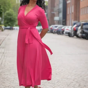 Bestie wrap midi jersey dress - Blush pink