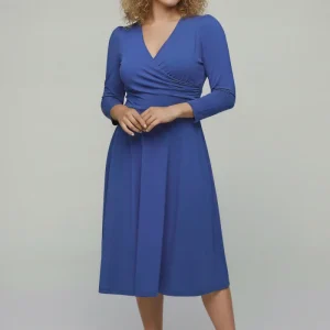 Closed wrap short jersey dress - Dazzling Blue