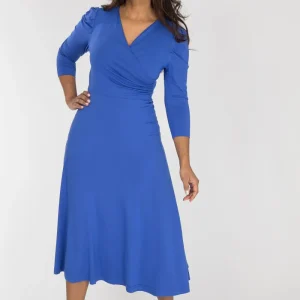 Closed wrap midi jersey dress - Dazzling Blue
