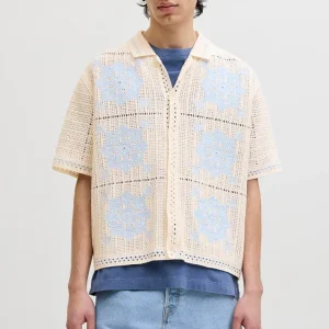 Jack & Jones Orchard Knit Crochet Polo Sea Salt