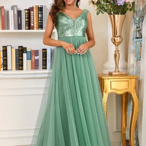 Lång klänning med off shoulder green