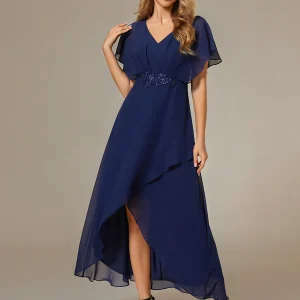 Kort klänning  med fjärilsärm navy