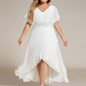 Kort klänning  med fjärilsärm ivory