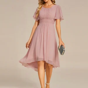 Kort klänning  med ärm dusty rose EG02053