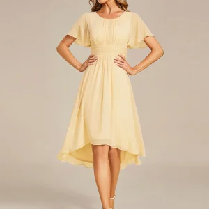 Kort klänning  med ärm yellow EG02053