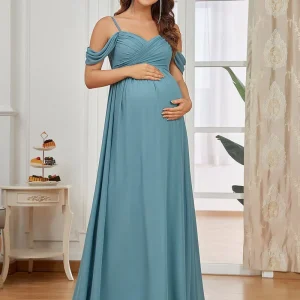 Lång klänning för gravida dusty blue