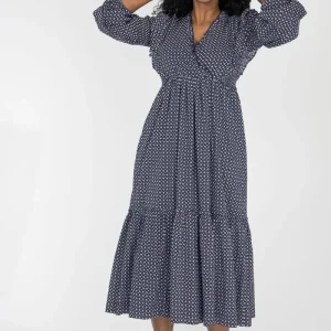 Flounce dobby midi dress - Blue star