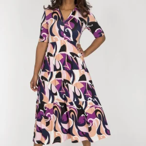 Forever mine collar midi jersey dress - Lilac