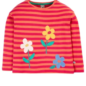 Långärmad t-shirt blomapplikationer