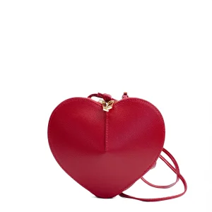 "Heart" bag i saffiano läder, Mörkröd
