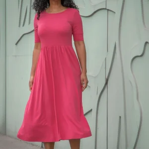 Ideal midi jersey dress - Blush pink