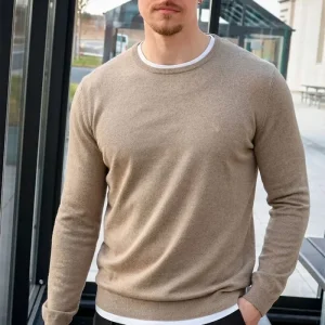 Clean Cut Copenhagen Claude crewneck knit Dark beige melange
