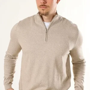 Clean Cut Copenhagen Claude half zip knit Ecru Melange