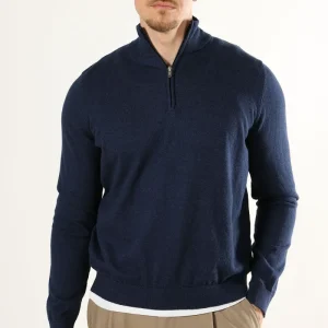 Clean Cut Copenhagen Claude half zip knit Navy Melange