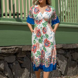 Nina bell sleeve short jersey dress - Blue