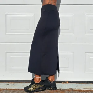 Svart Lång Zip-kjol med Innershorts