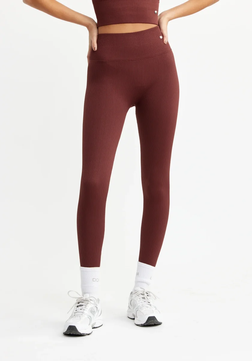 Ribbed Seamless Tights Rum Raisin