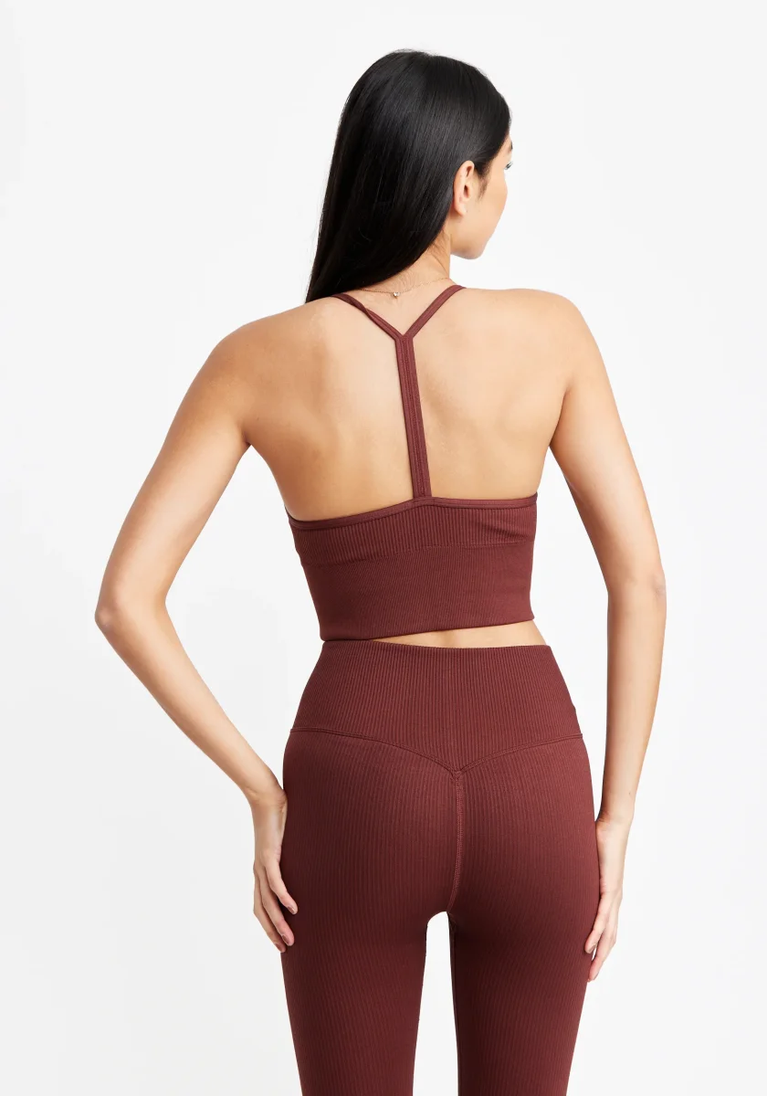 Ribbed Seamless V Sports Bra Rum Raisin - Bild 4