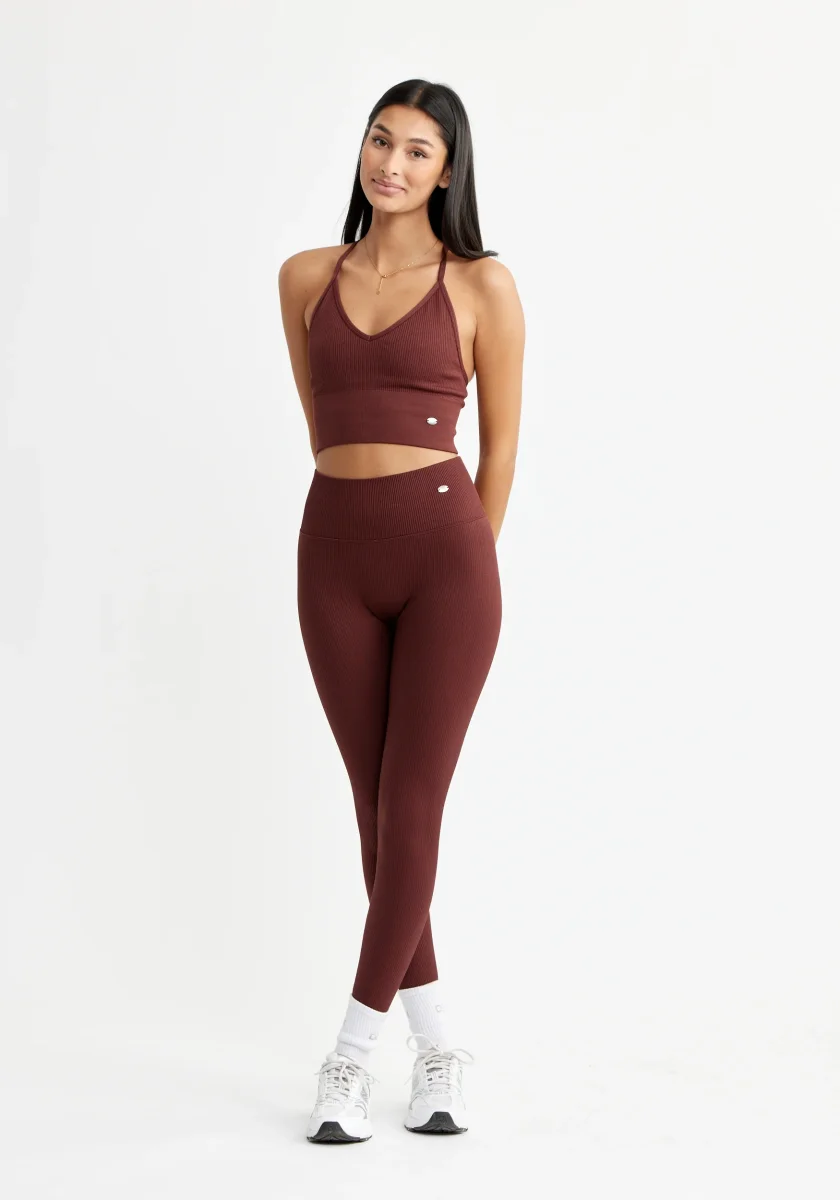 Ribbed Seamless V Sports Bra Rum Raisin - Bild 7