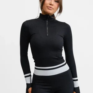 Seamless Half Zip Base Layer Top Black