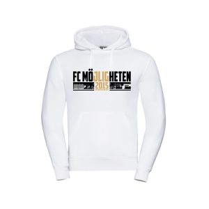 Vit hoodie med motiv unisex