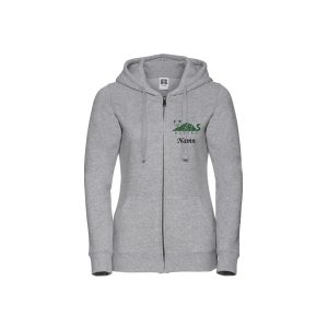 Grå huvtröja med dragkedja dam