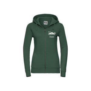 Grön huvtröja med dragkedja dam