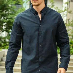 Solid Val Oxford Stretch Shirt LS Black