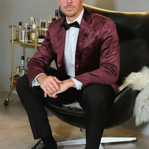 JEFF George Velour Blazer Bordeaux